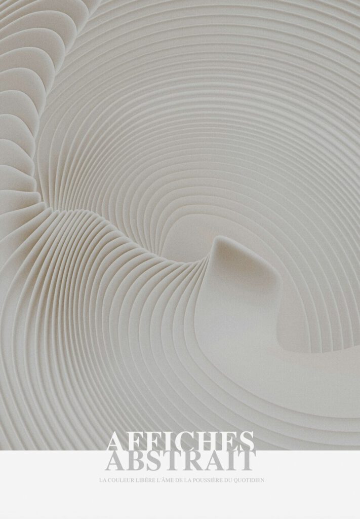 Poster som visar Abstrakt fotografi av en spiralformad struktur skapad av flera tunna, vita lager. Bilden ger en känsla av djup och rörelse.